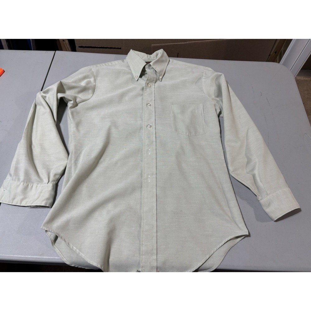 Vintage Van Heusen Vanopress 1970s Light Green Collar Rockabilly Shirt L